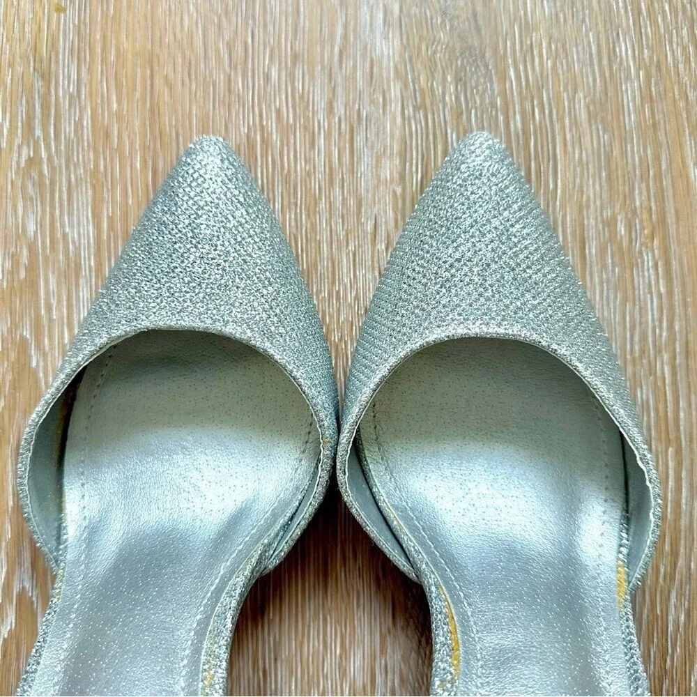 NWT Dream Pairs Silver Pumps Oppointed Lacey Pointed Toe Shoes w/Ankle Strap - 8